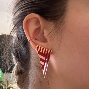 Geometric Red and Gold Earrings